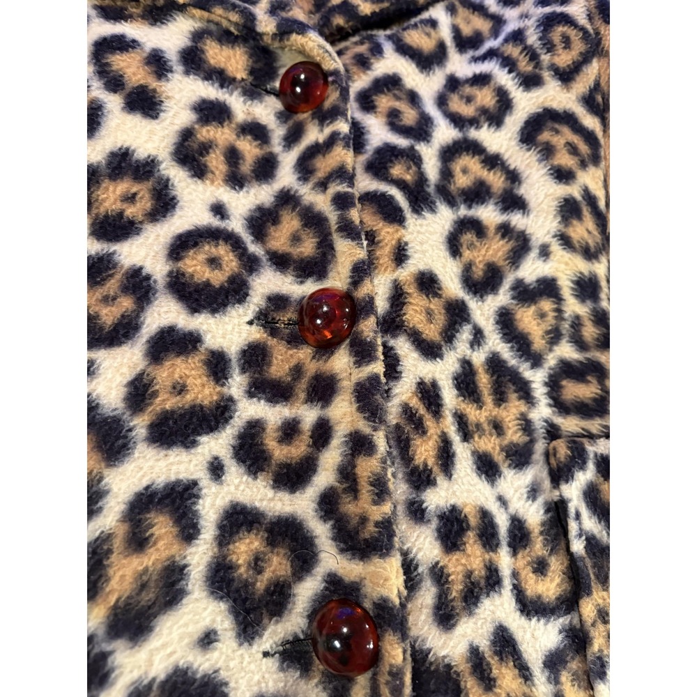 Vtg Toppers Faux Fur Coat Womens M Leopard Cheetah Print Rockabilly Overcoat 60s - Picture 2 of 11